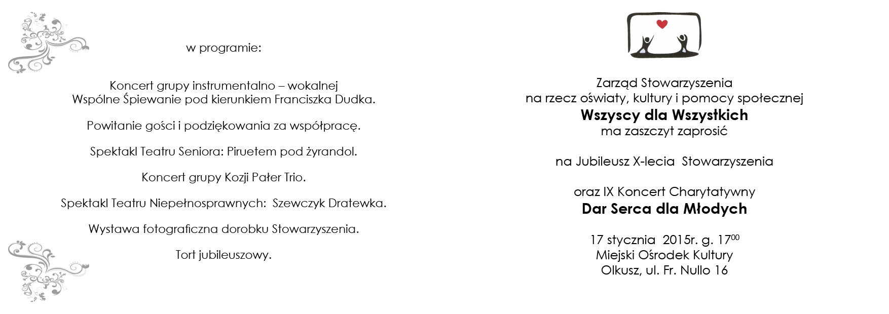 Serdecznie Zapraszamy Na Jubileusz X Lecia Stowarzyszenia Oraz